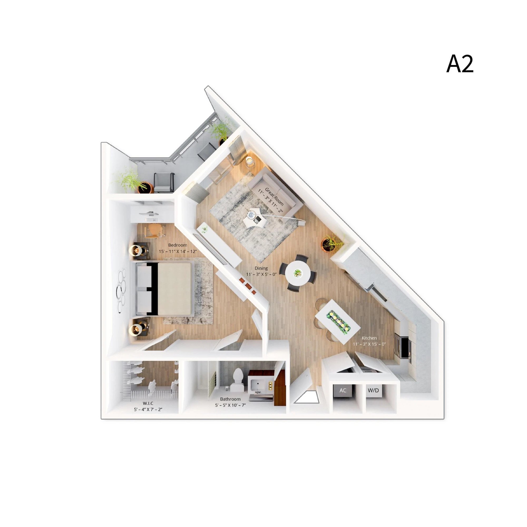 1 Bedroom 1 Bath - A2