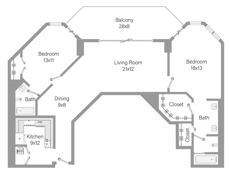 B1 - 2BR 2BA (1291 SF)
