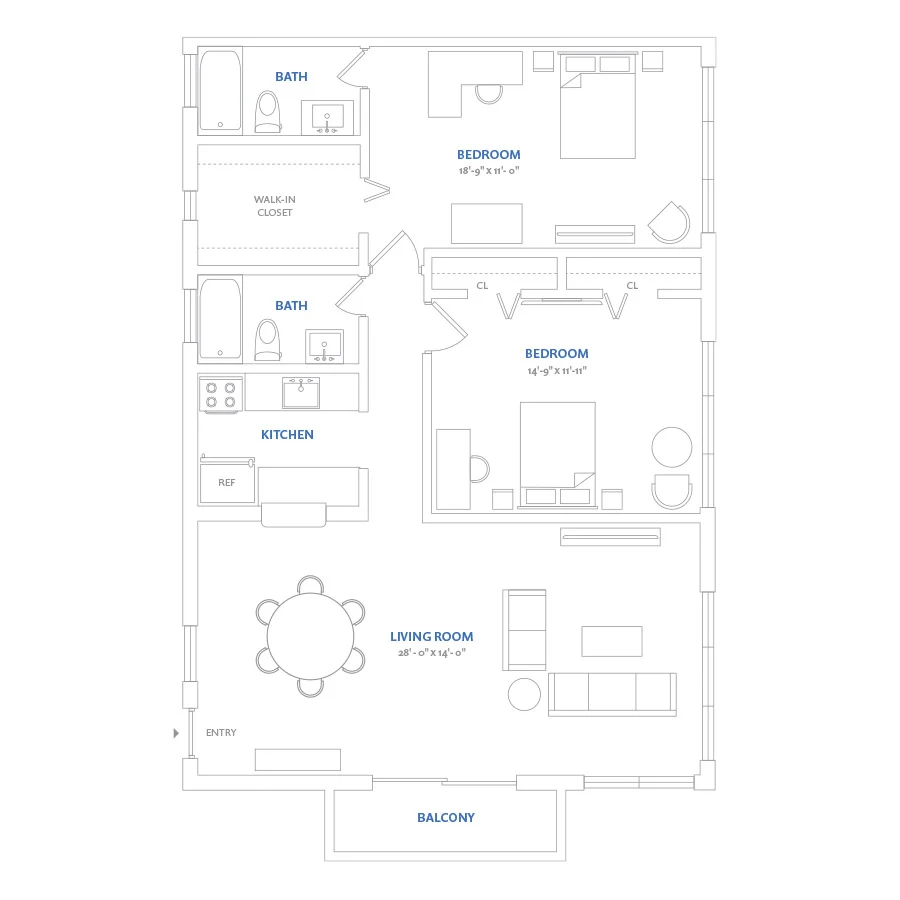 2 Bed 2 Bath