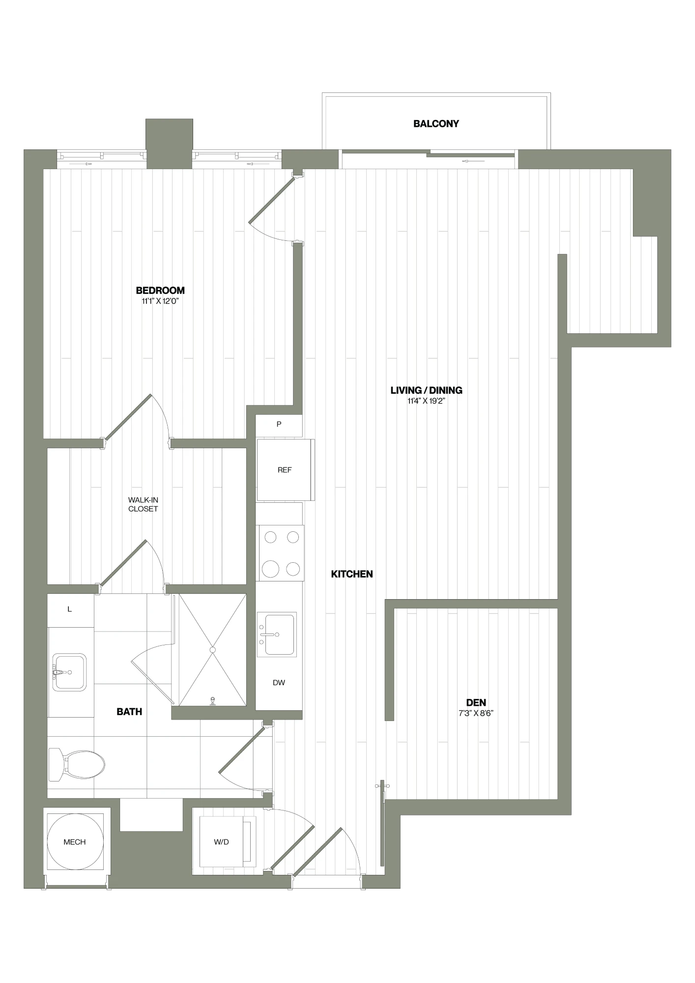 1 Bed/1 Bath Den-D1
