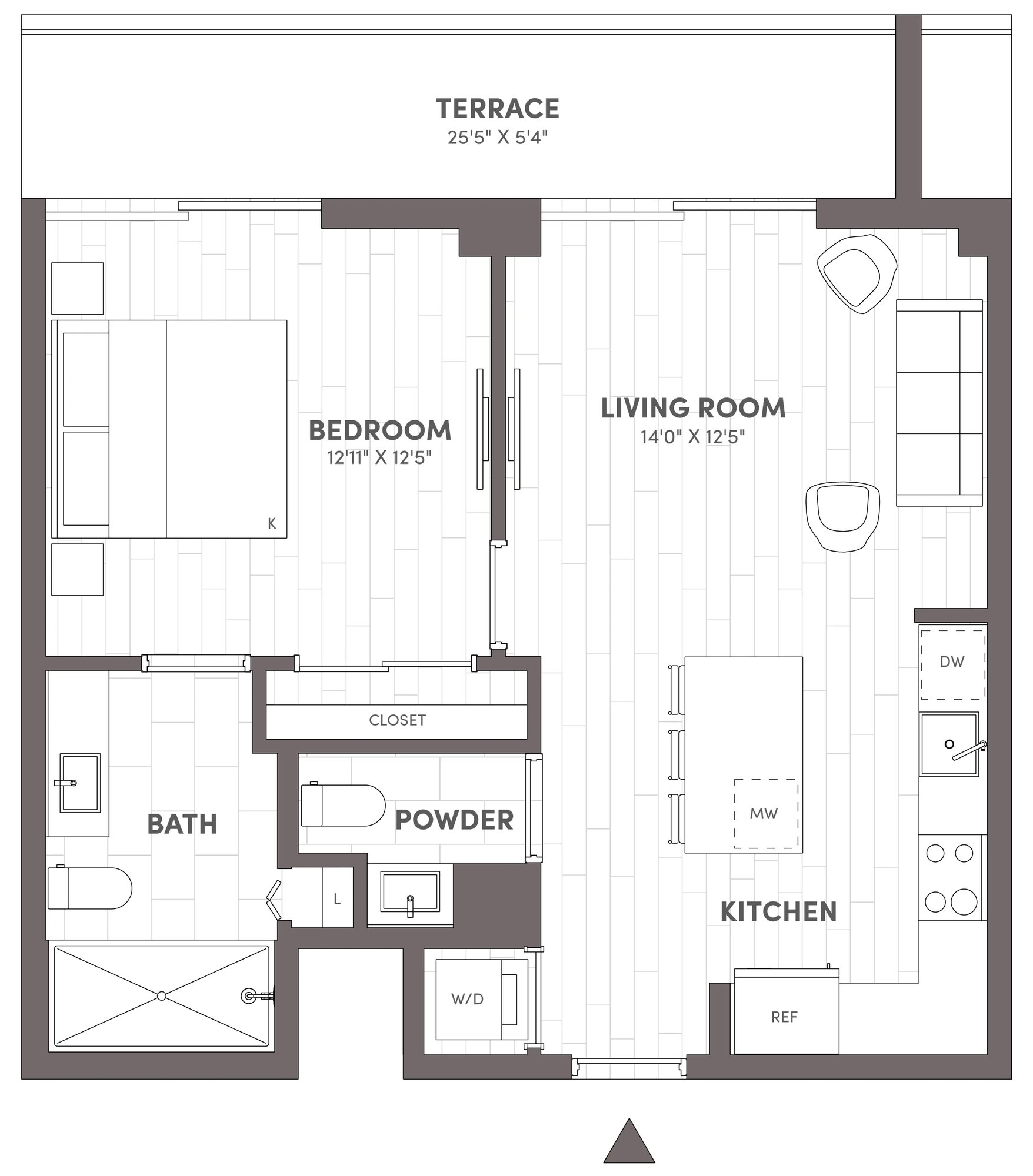 1 Bed-1.5 Bath-B4