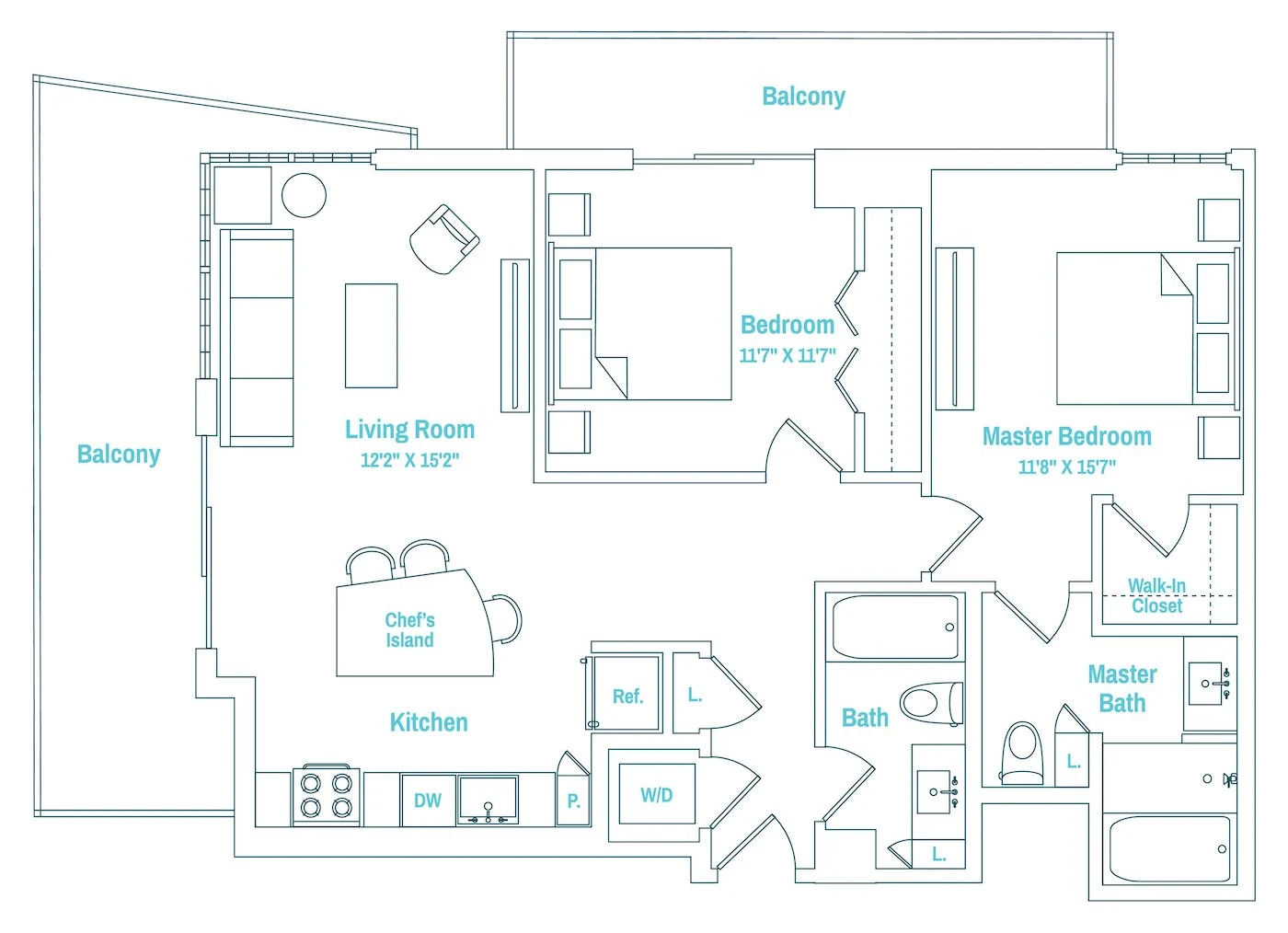 2 Bedroom, 2 Bathroom