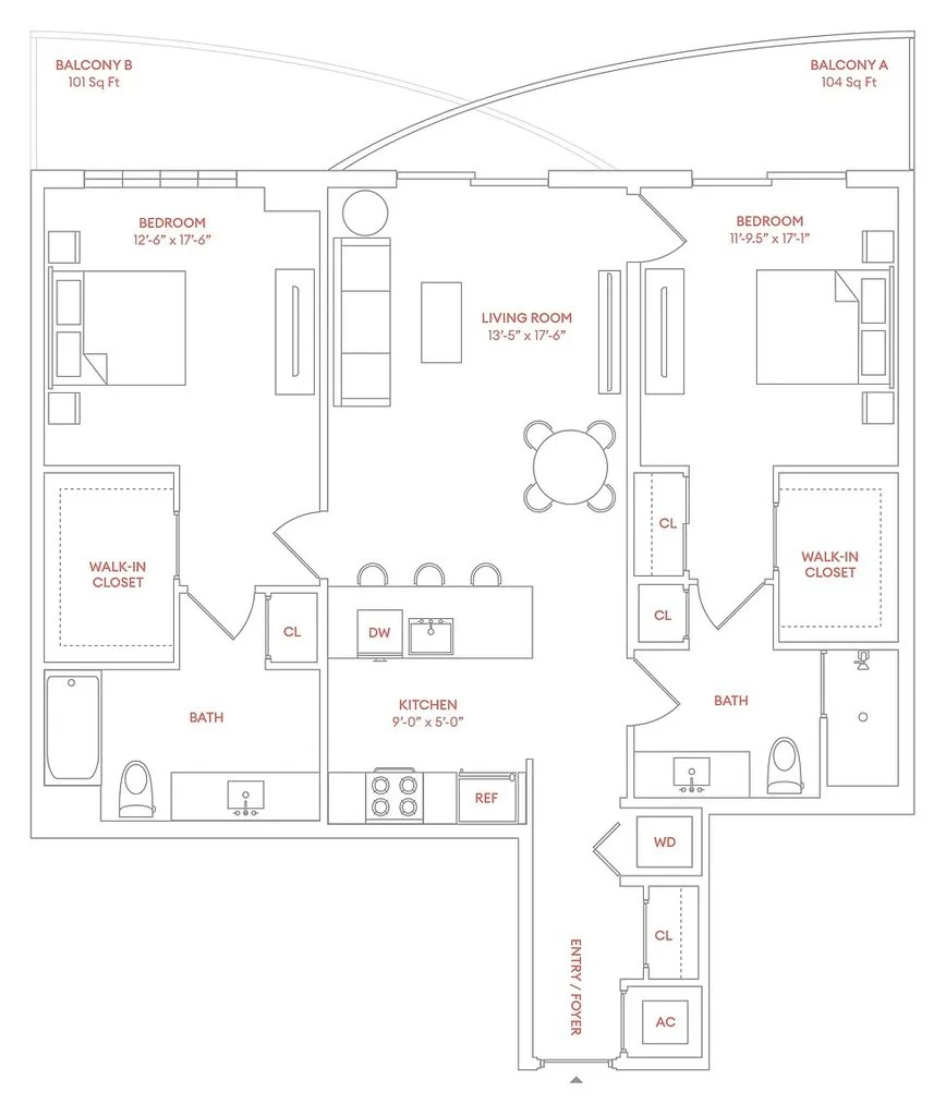 2 Bedrooms 2  Bathrooms