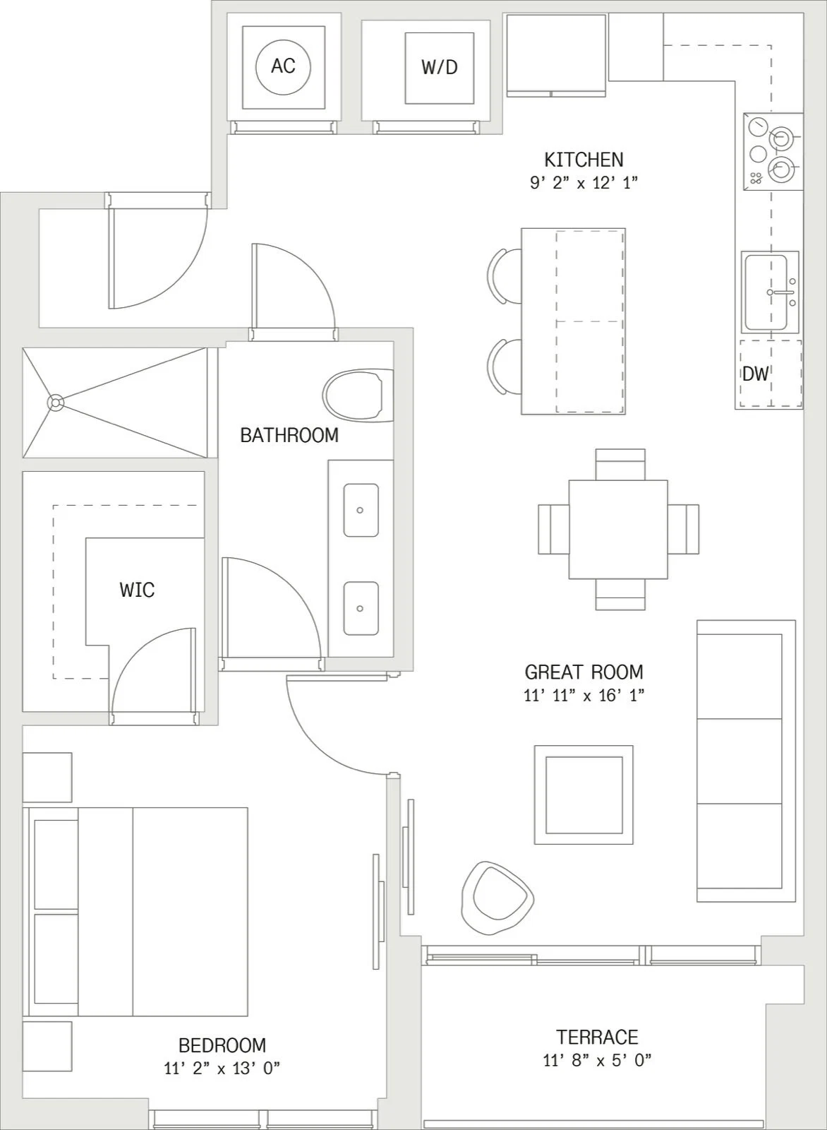 1 Bed/ 1 Bath-A1