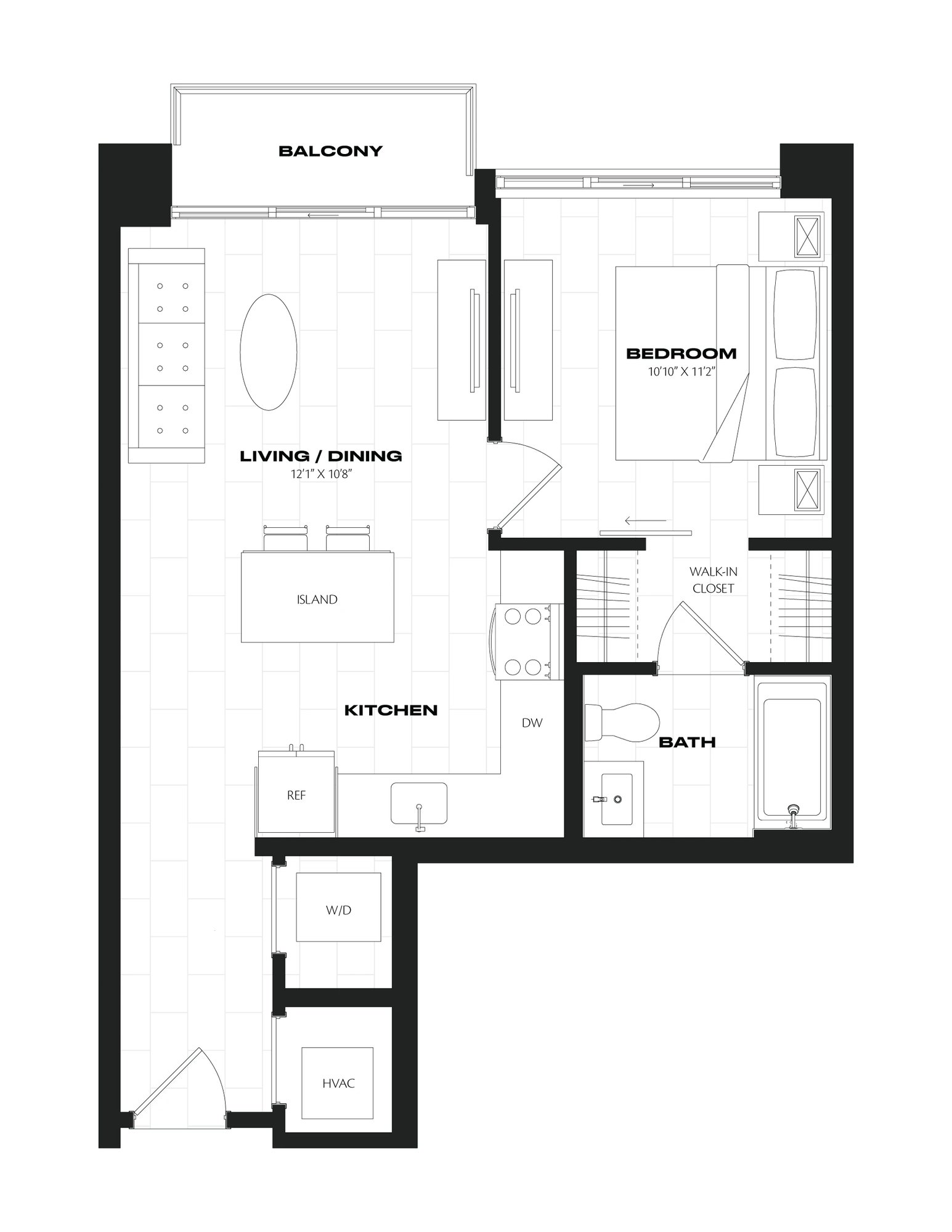 1 Bed/1 Bath JR-A5.1
