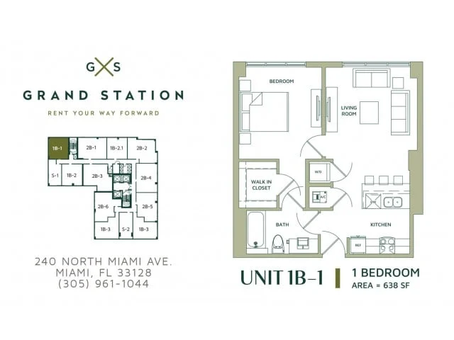 1 Bed 1 Bath (1B-1)