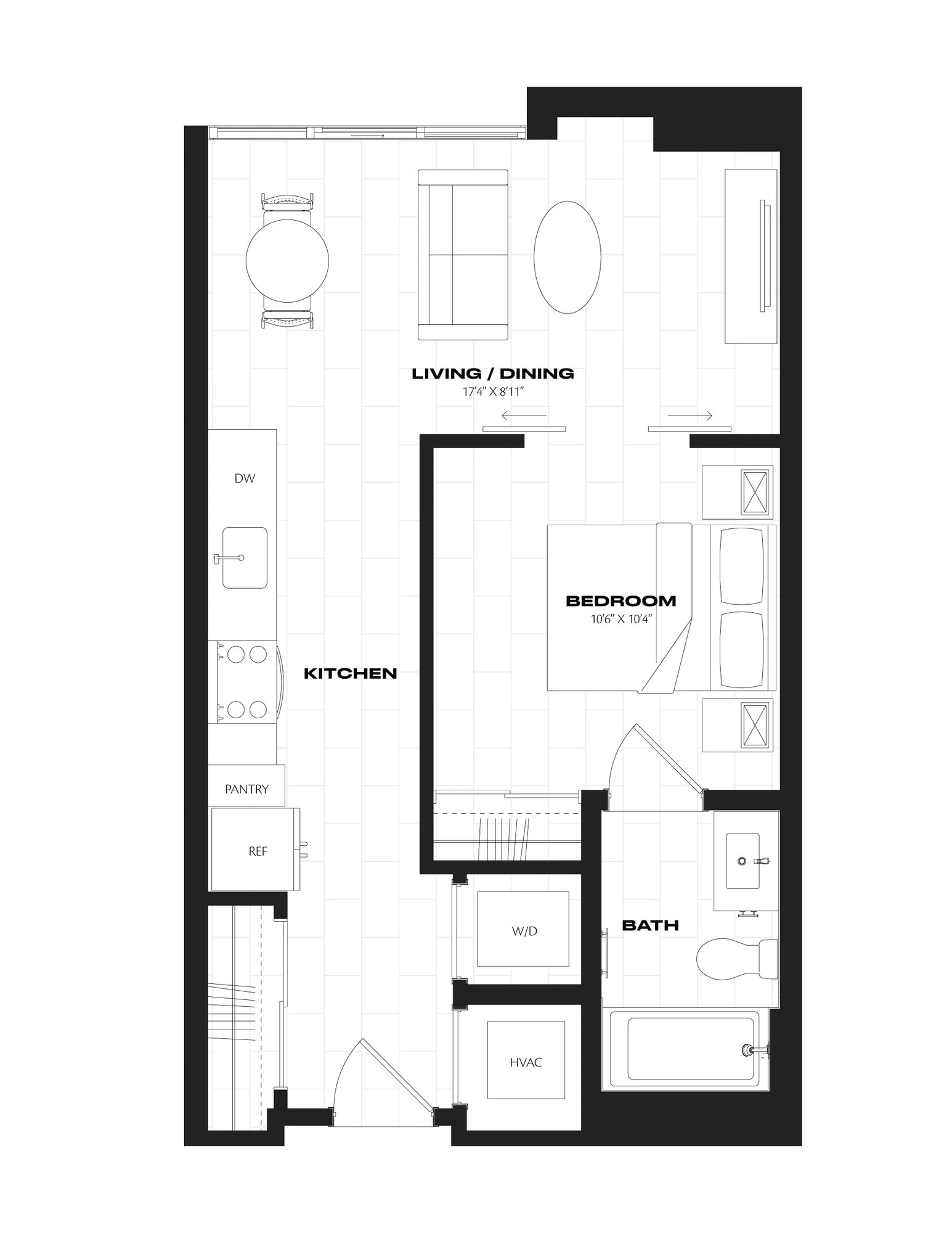 1 Bed/1 Bath JR-A6.1.1