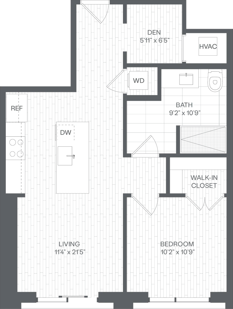 1 Bed/1 Bath Den-DC