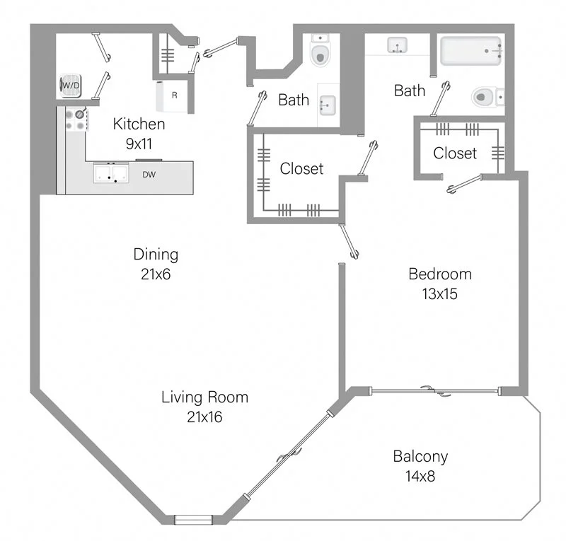 A2 - 1BR 1BA (1036 SF)