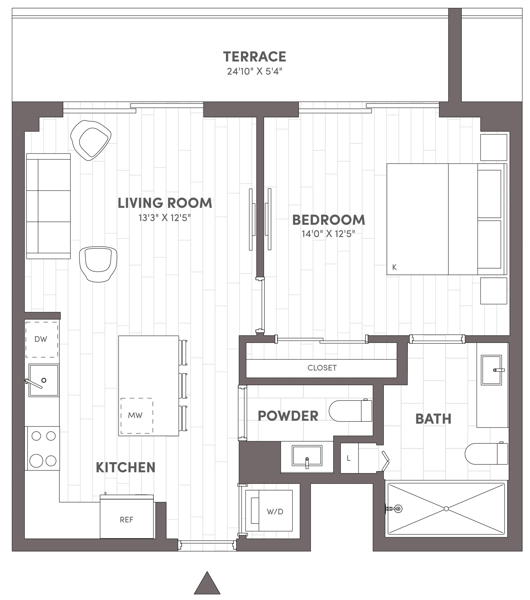1 Bed-1.5 Bath-B3
