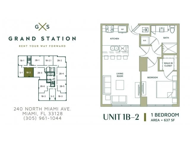 1 Bed 1 Bath (1B-2)