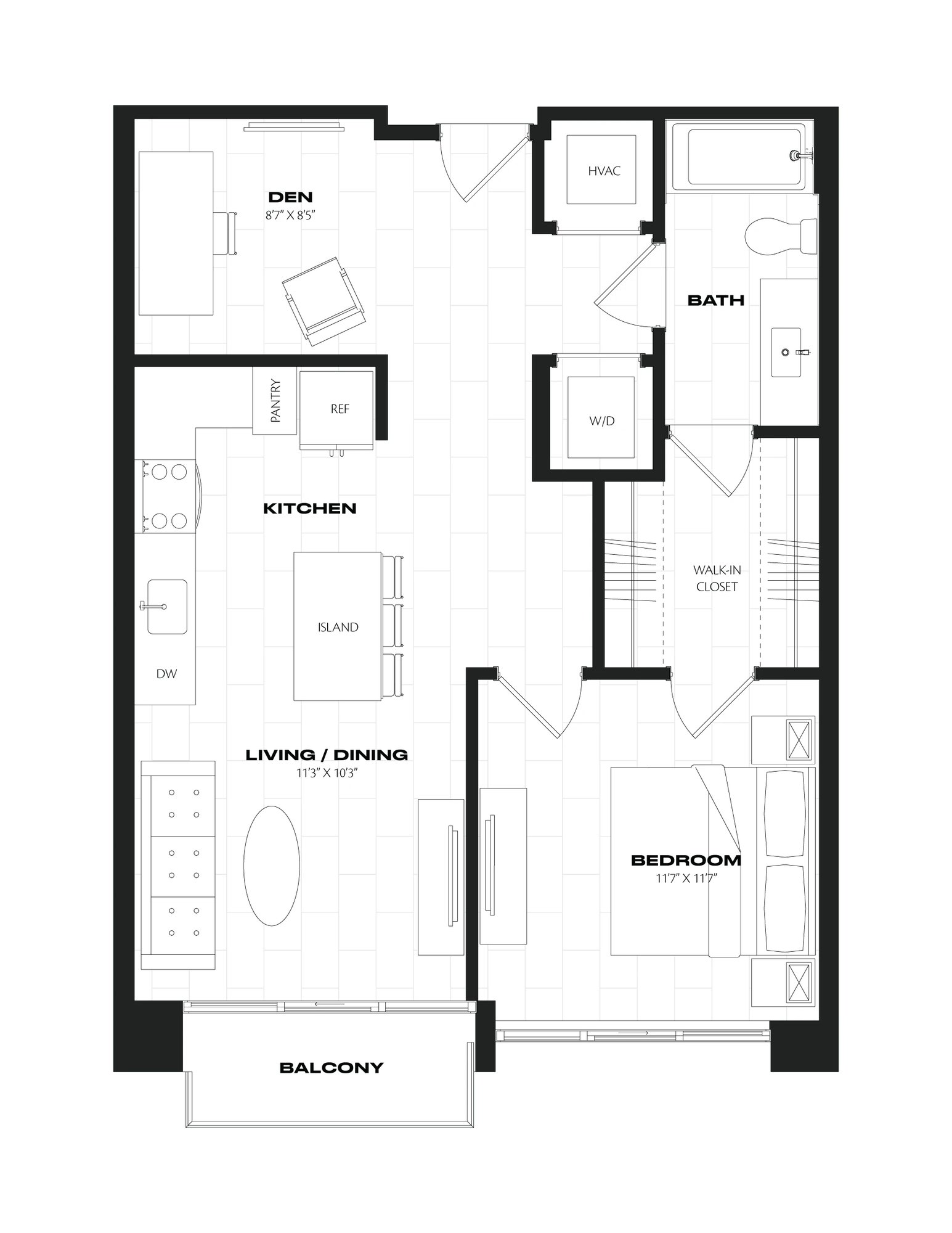 1 Bed/1 Bath/Den-B7.1.1