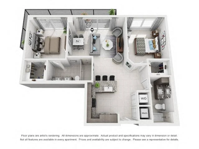 2 Bed/2 Bath-1B2A