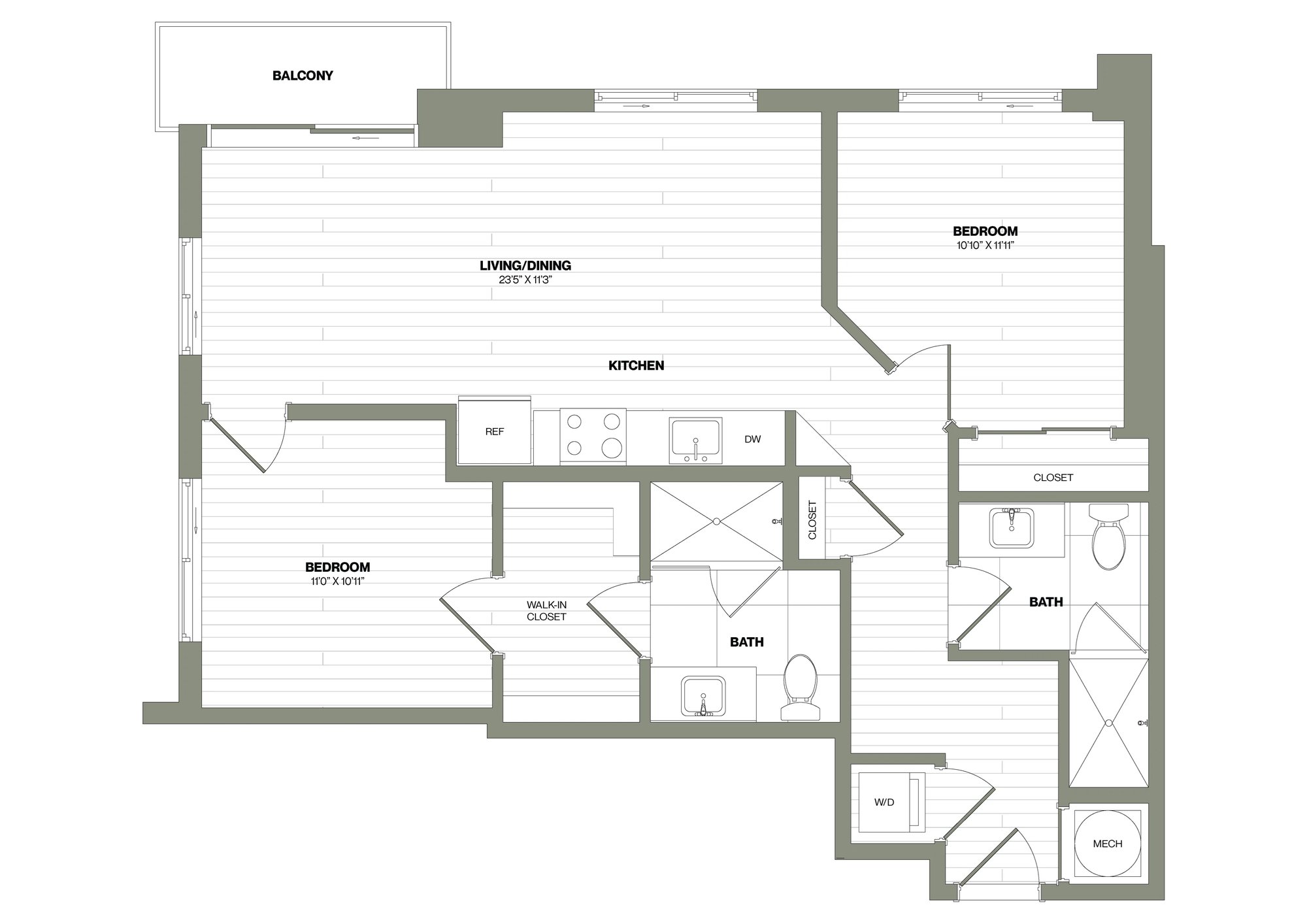 2 Bed/2 Bath-B2A WDU