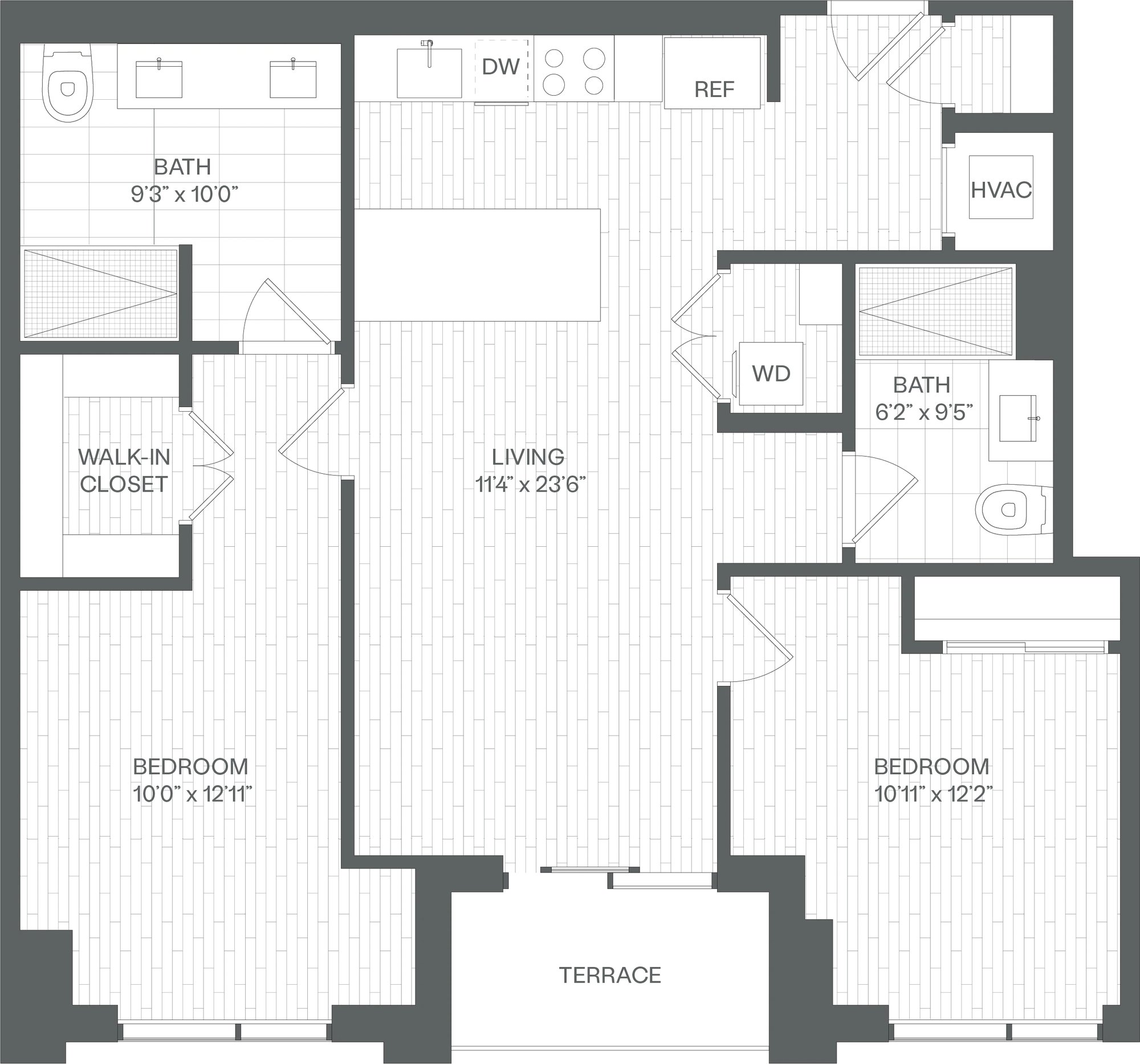 2 Bed/2 Bath-BA1