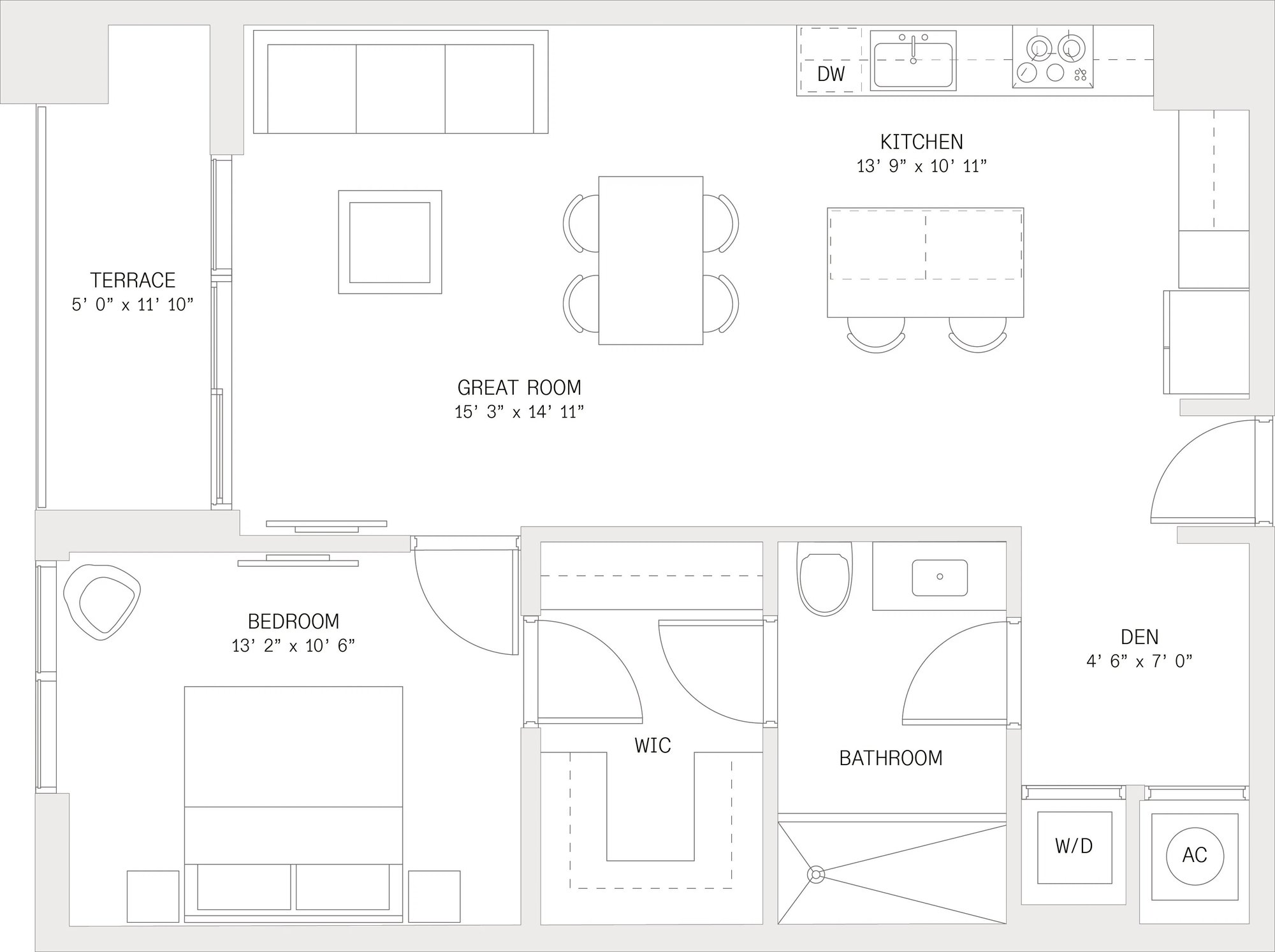 1 Bed/ 1 Bath Den-A4